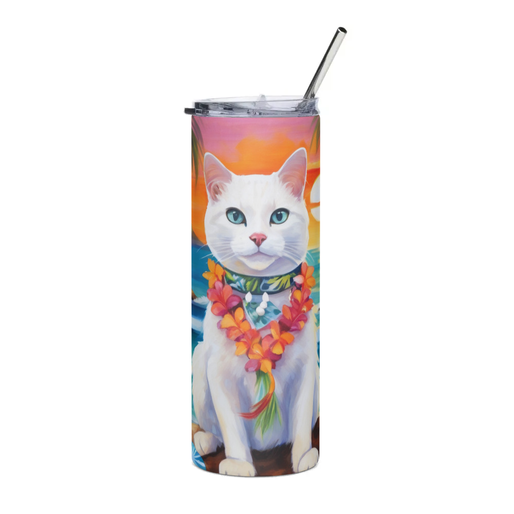 PugMug Custom White Companion Cat Stainless Steel Tumbler