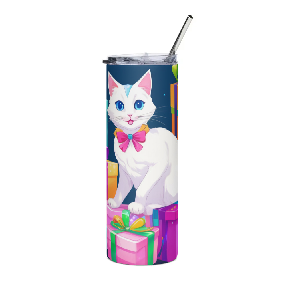 PugMug Custom White Companion Cat Stainless Steel Tumbler