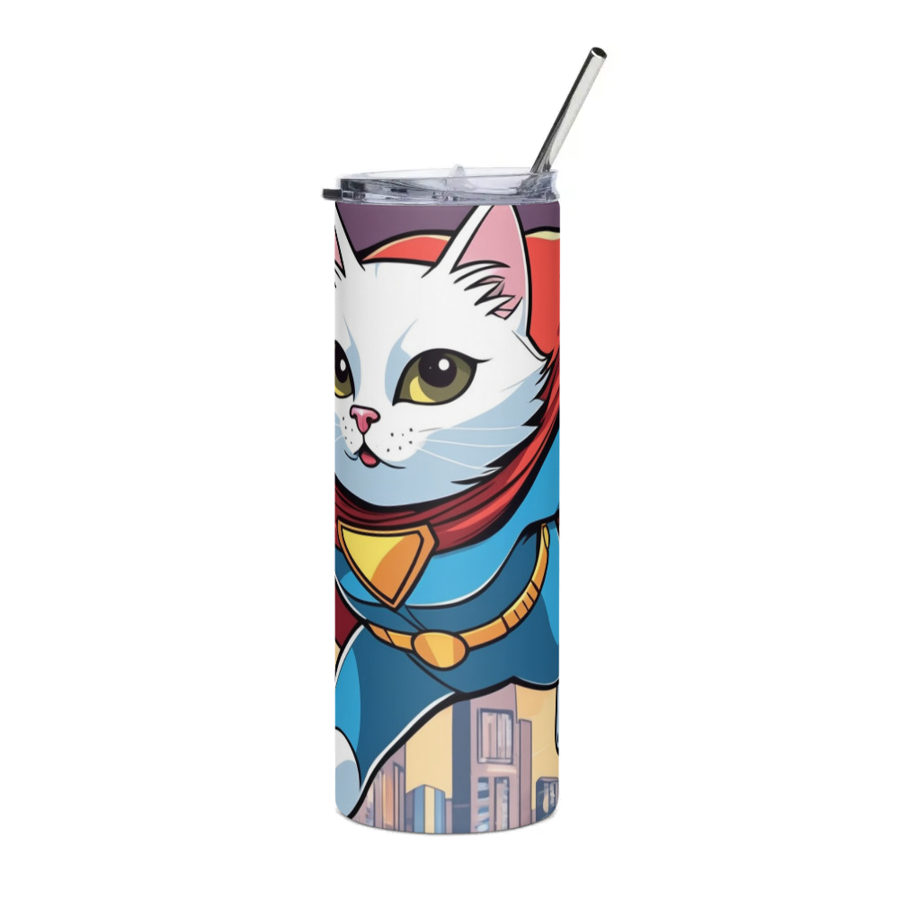 PugMug Custom White Companion Cat Stainless Steel Tumbler