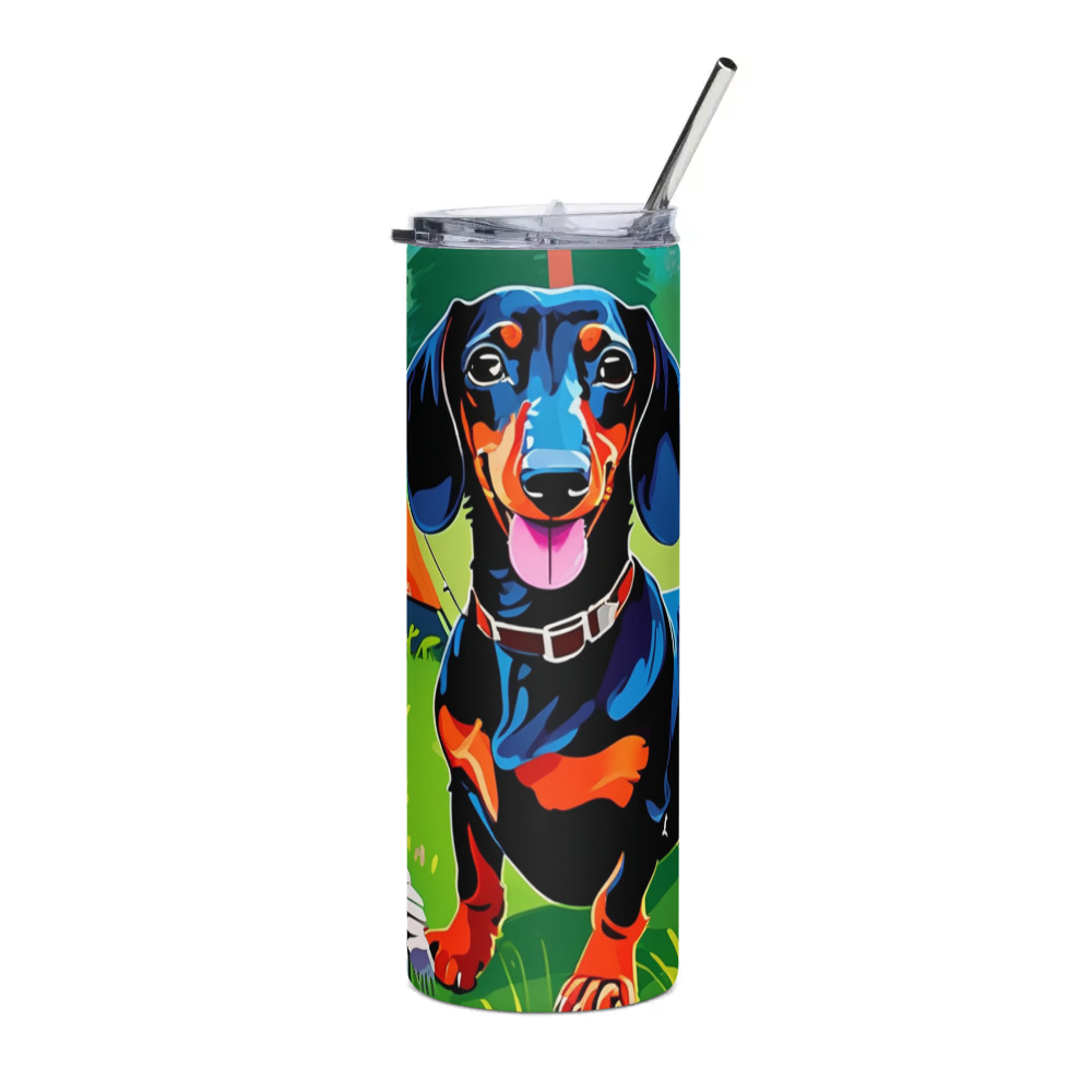 PugMug Custom Black Dachshund Stainless Steel Tumbler