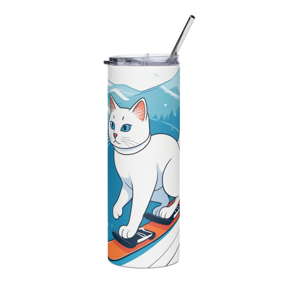 PugMug Custom White Companion Cat Stainless Steel Tumbler
