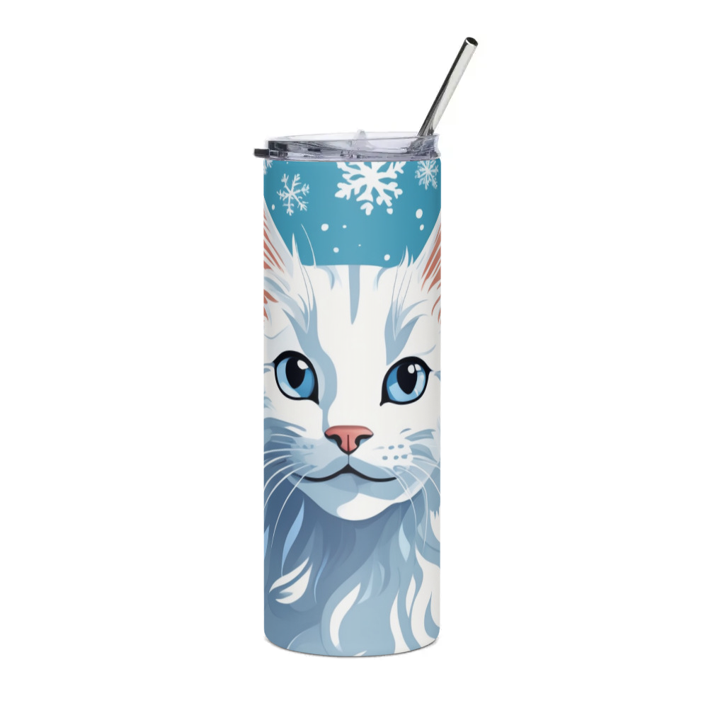 PugMug Custom White Companion Cat Stainless Steel Tumbler