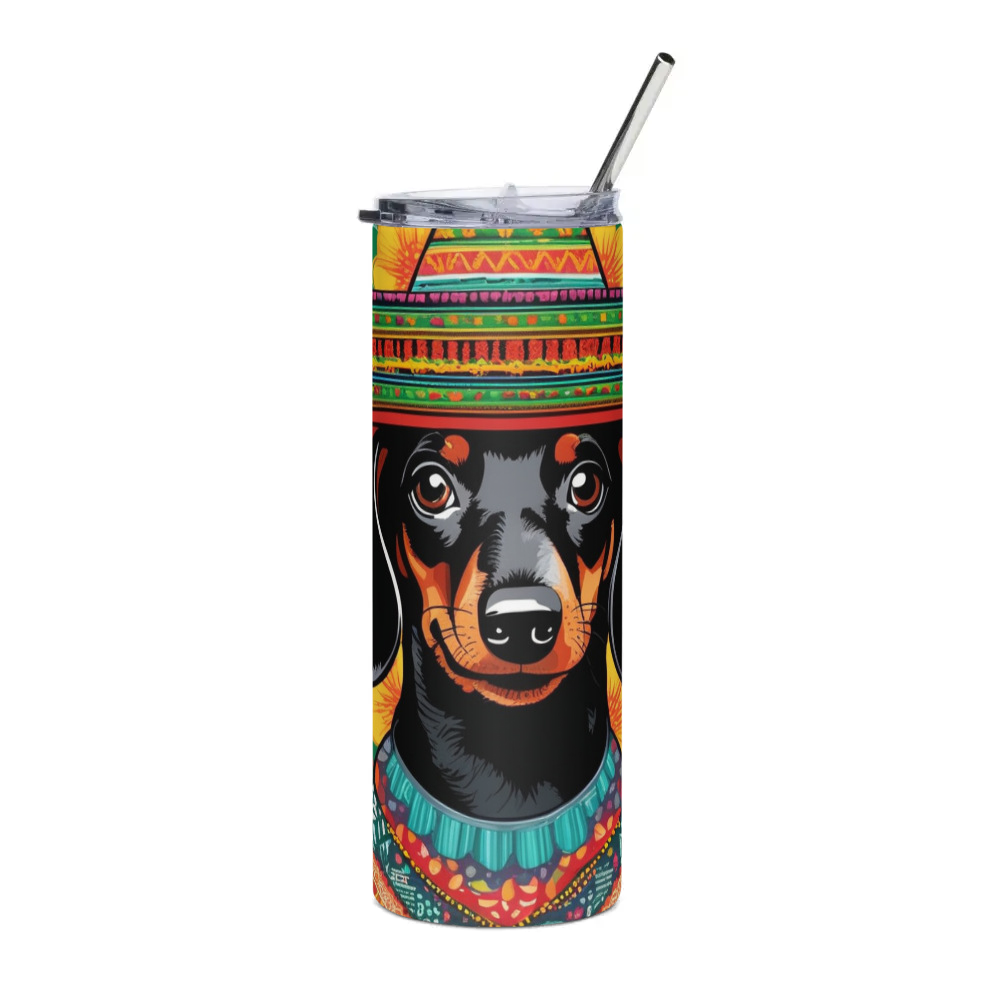 PugMug Custom Black Dachshund Stainless Steel Tumbler