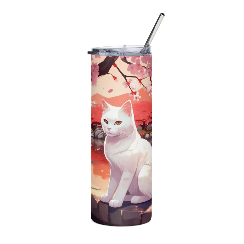 PugMug Custom White Companion Cat Stainless Steel Tumbler