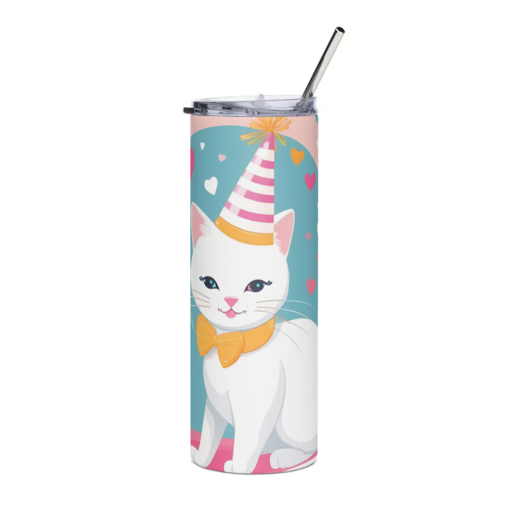 PugMug Custom White Companion Cat Stainless Steel Tumbler