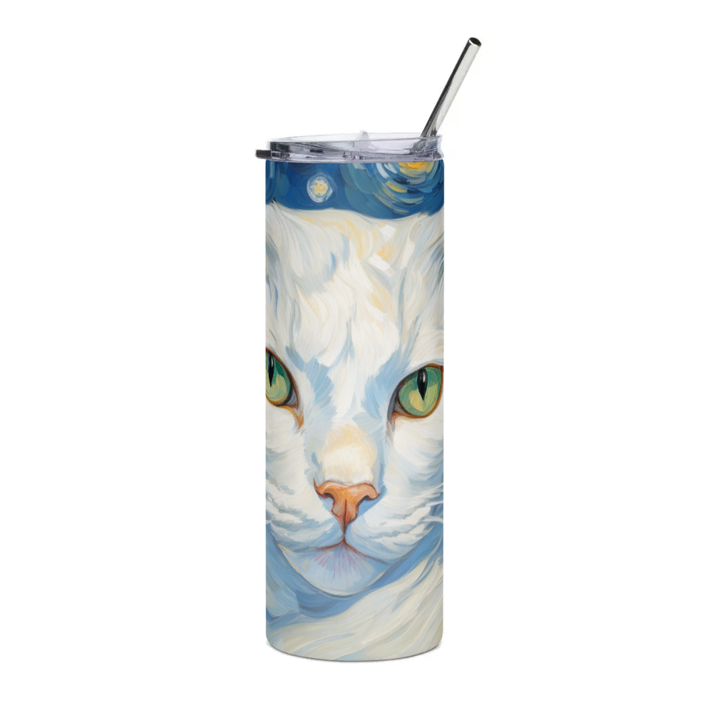 PugMug Custom White Companion Cat Stainless Steel Tumbler