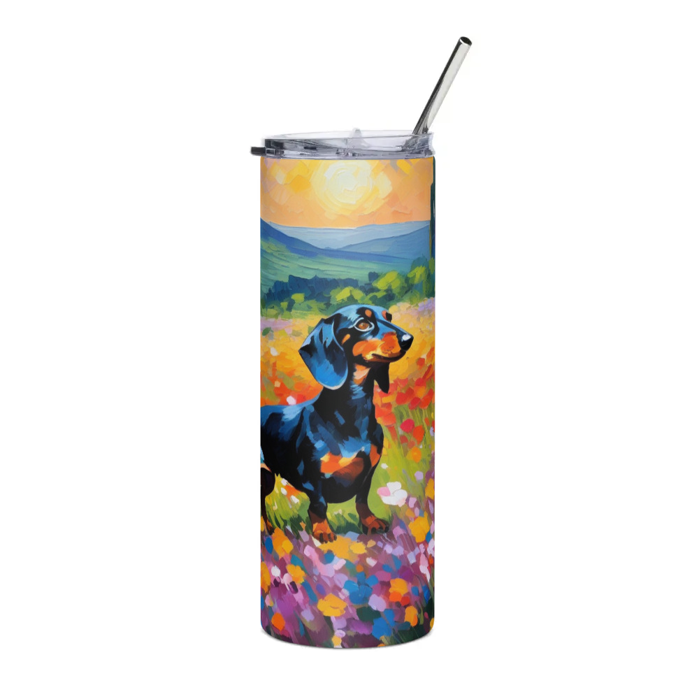 PugMug Custom Black Dachshund Stainless Steel Tumbler