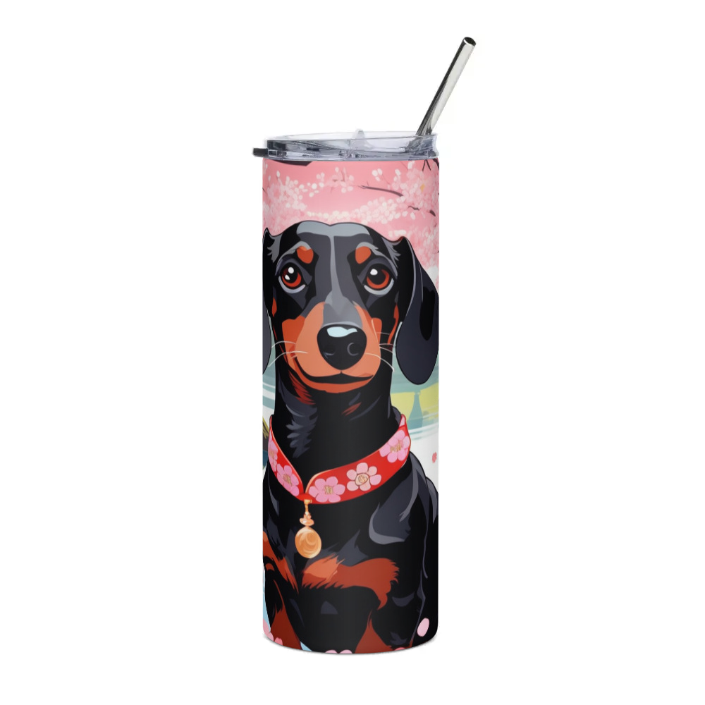 PugMug Custom Black Dachshund Stainless Steel Tumbler