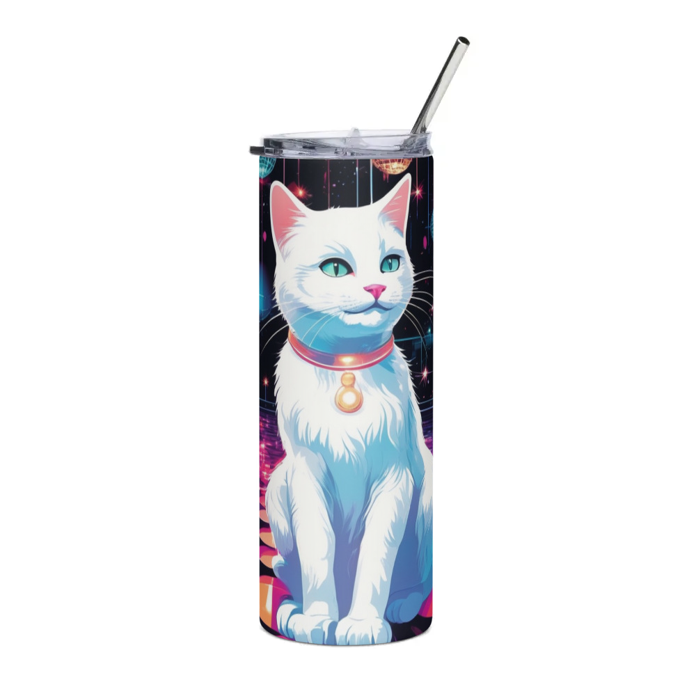PugMug Custom White Companion Cat Stainless Steel Tumbler