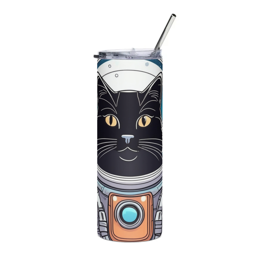 PugMug Custom Black Companion Cat Stainless Steel Tumbler