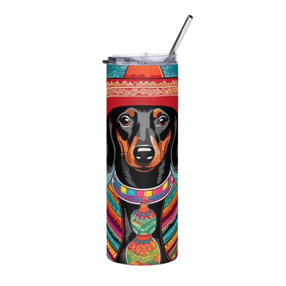 PugMug Custom Black Dachshund Stainless Steel Tumbler