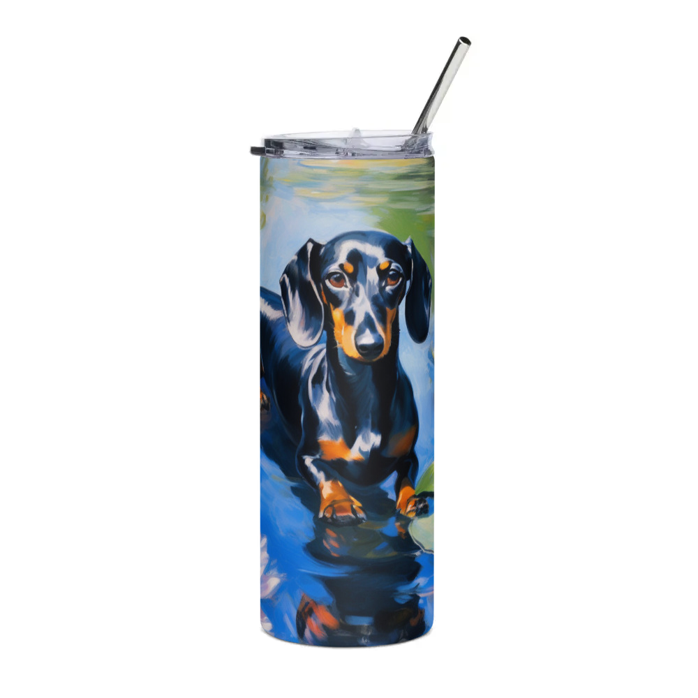 PugMug Custom Black Dachshund Stainless Steel Tumbler
