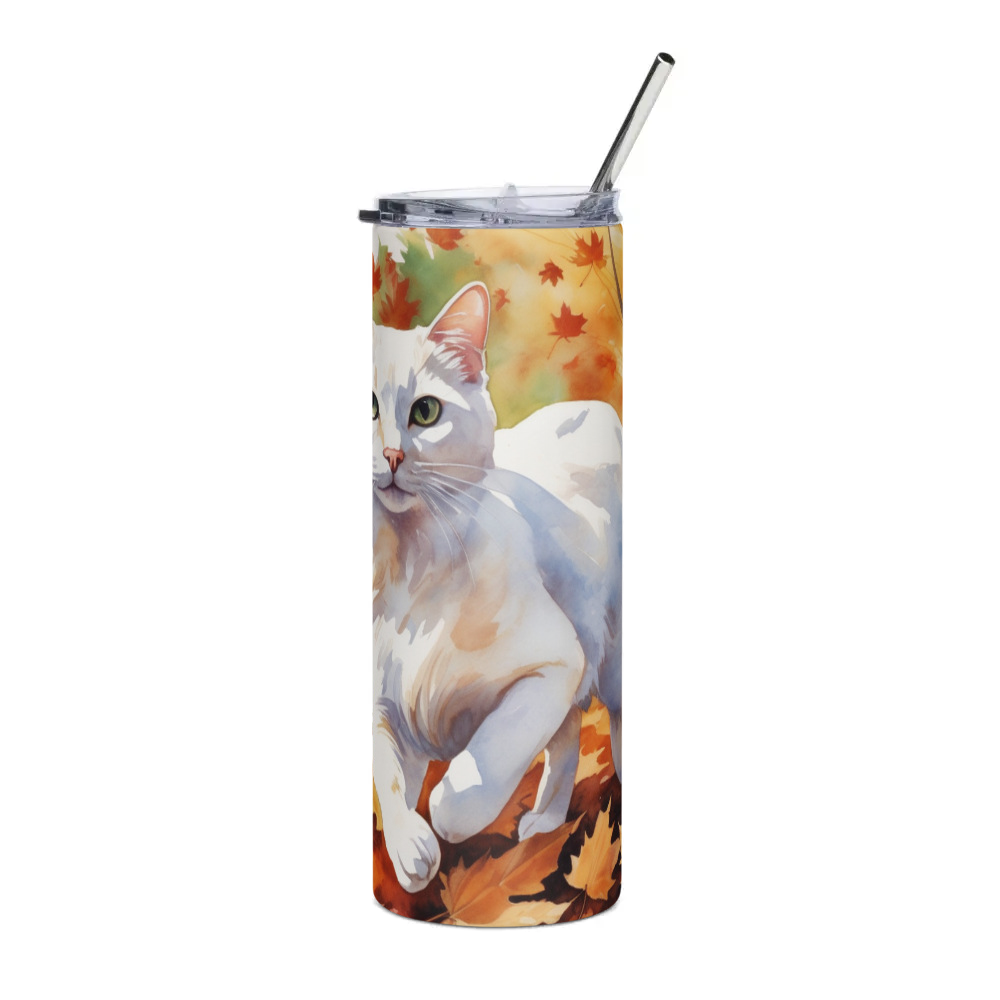 PugMug Custom White Companion Cat Stainless Steel Tumbler