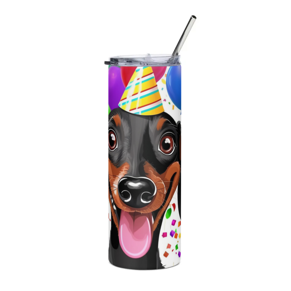 PugMug Custom Black Dachshund Stainless Steel Tumbler
