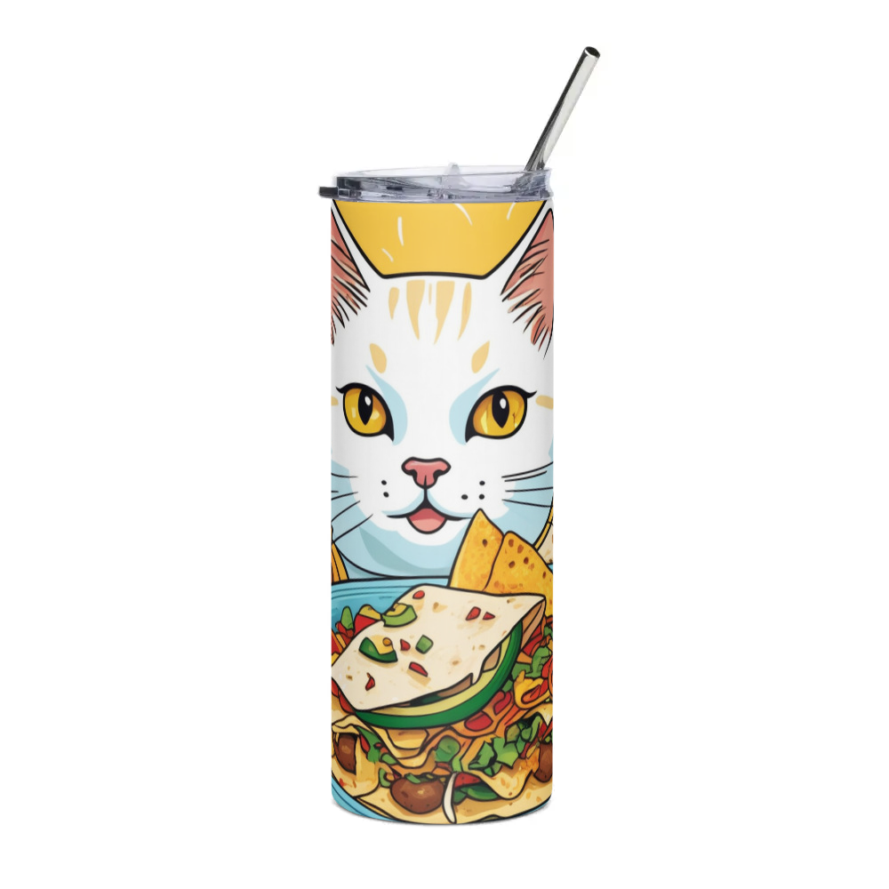 PugMug Custom White Companion Cat Stainless Steel Tumbler