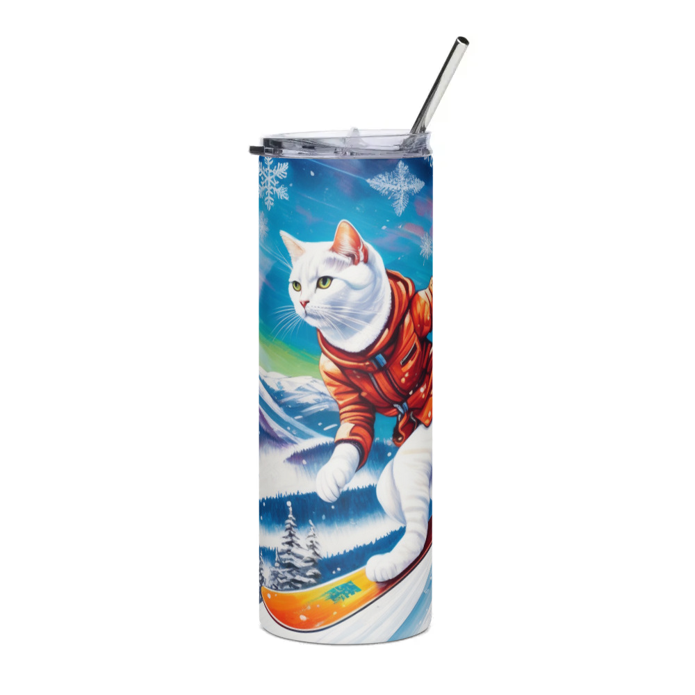 PugMug Custom White Companion Cat Stainless Steel Tumbler