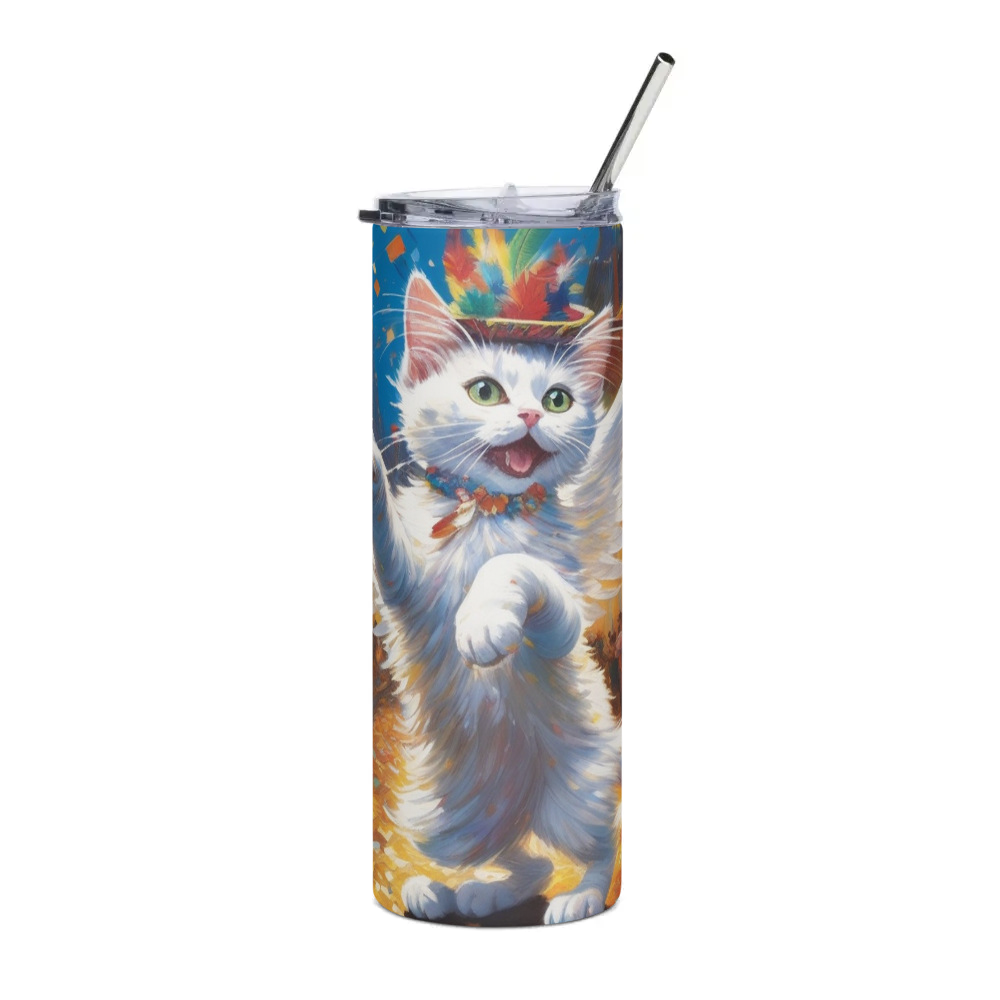 PugMug Custom White Companion Cat Stainless Steel Tumbler