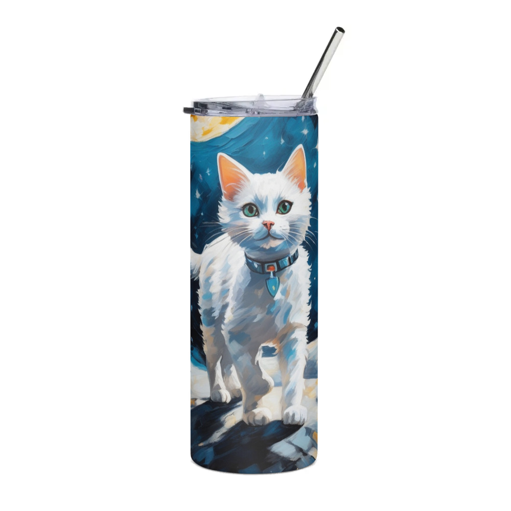 PugMug Custom White Companion Cat Stainless Steel Tumbler