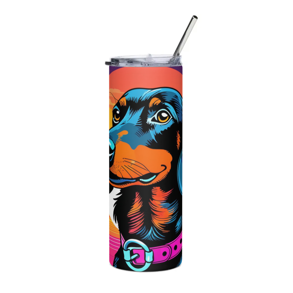 PugMug Custom Black Dachshund Stainless Steel Tumbler