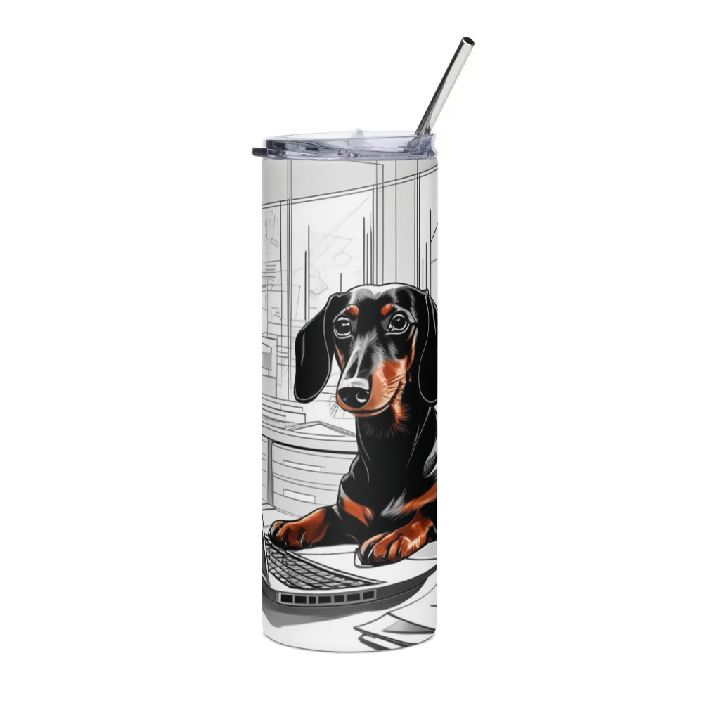 PugMug Custom Black Dachshund Stainless Steel Tumbler