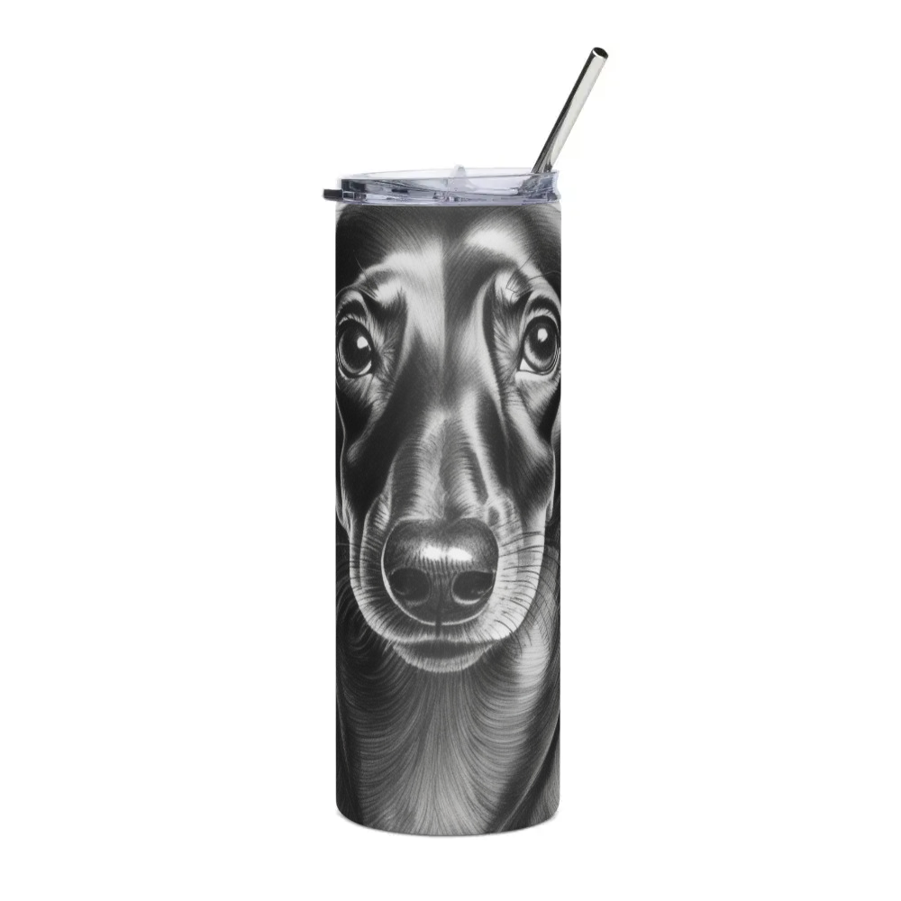 PugMug Custom Black Dachshund Stainless Steel Tumbler