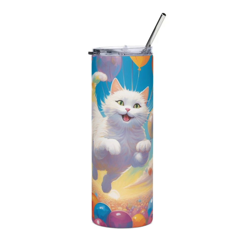 PugMug Custom White Companion Cat Stainless Steel Tumbler