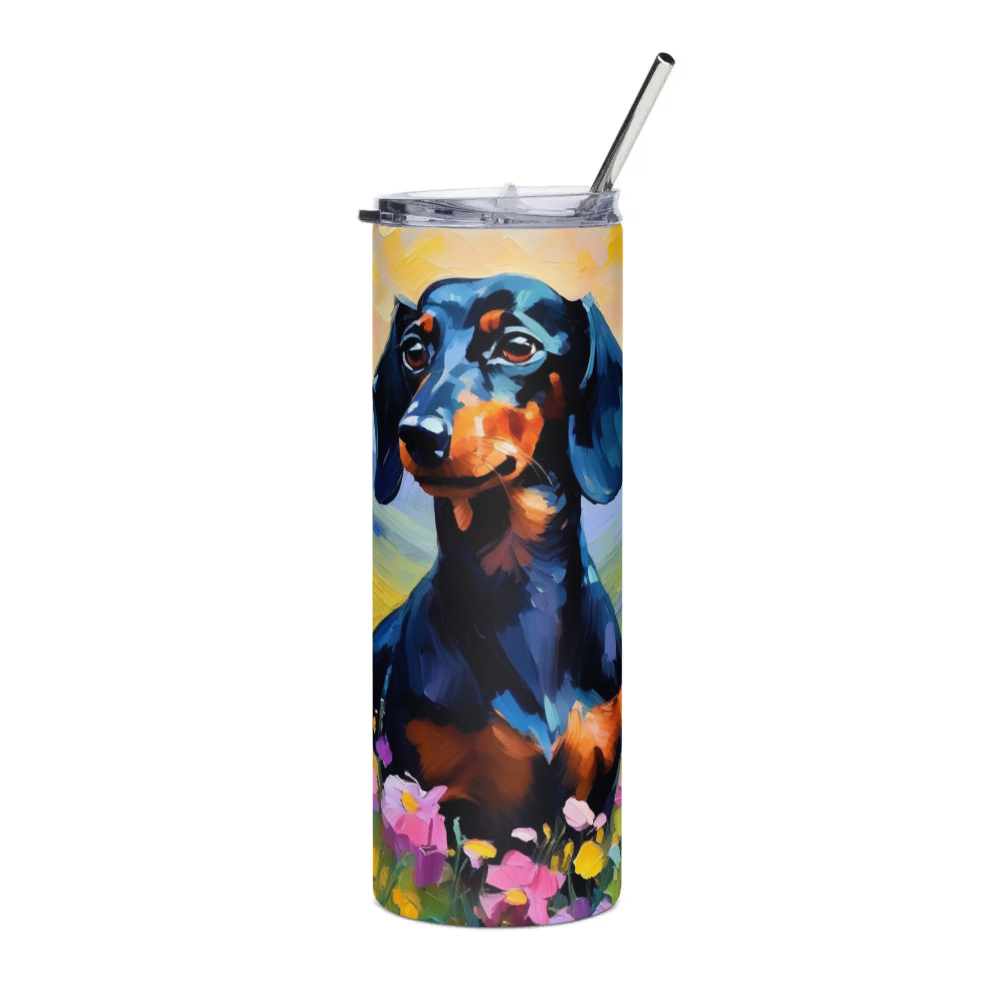 PugMug Custom Black Dachshund Stainless Steel Tumbler