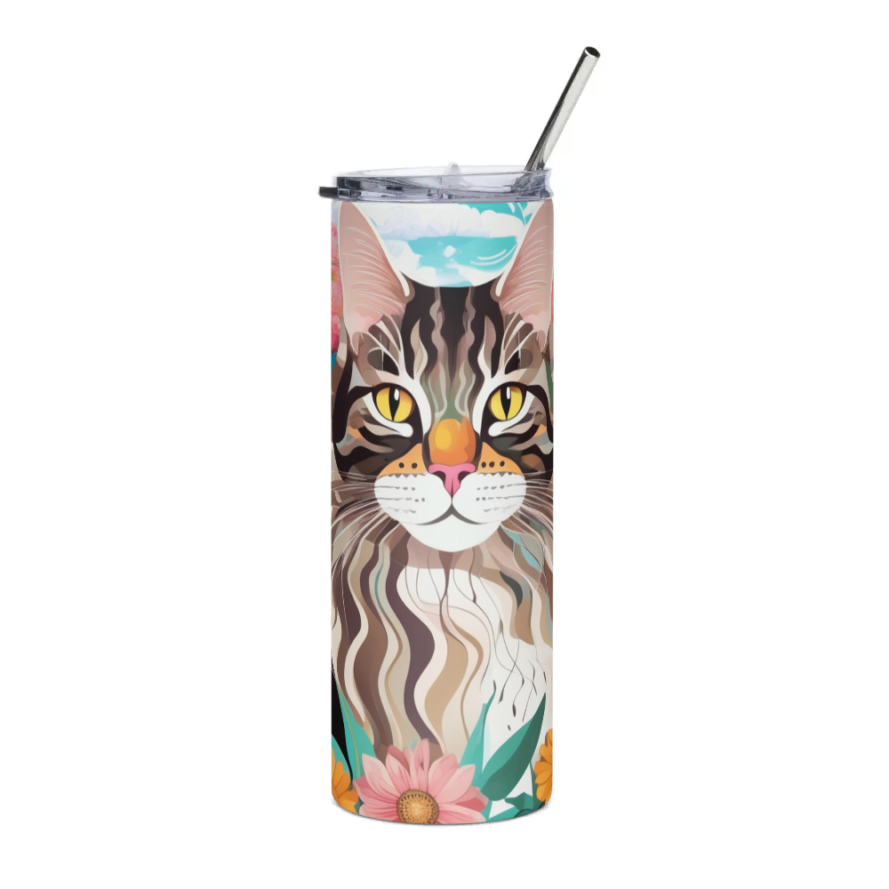 PugMug Custom Tabby Maine Coon Cat Stainless Steel Tumbler