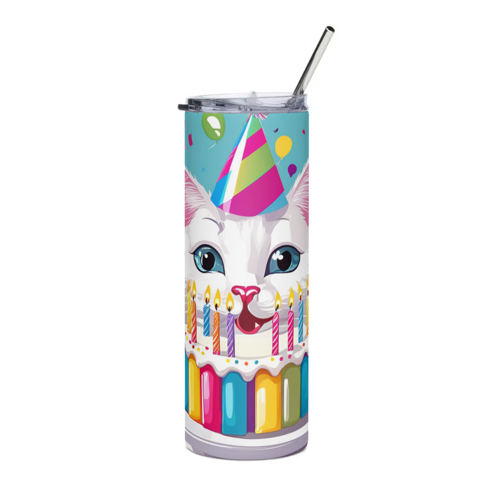 PugMug Custom White Companion Cat Stainless Steel Tumbler