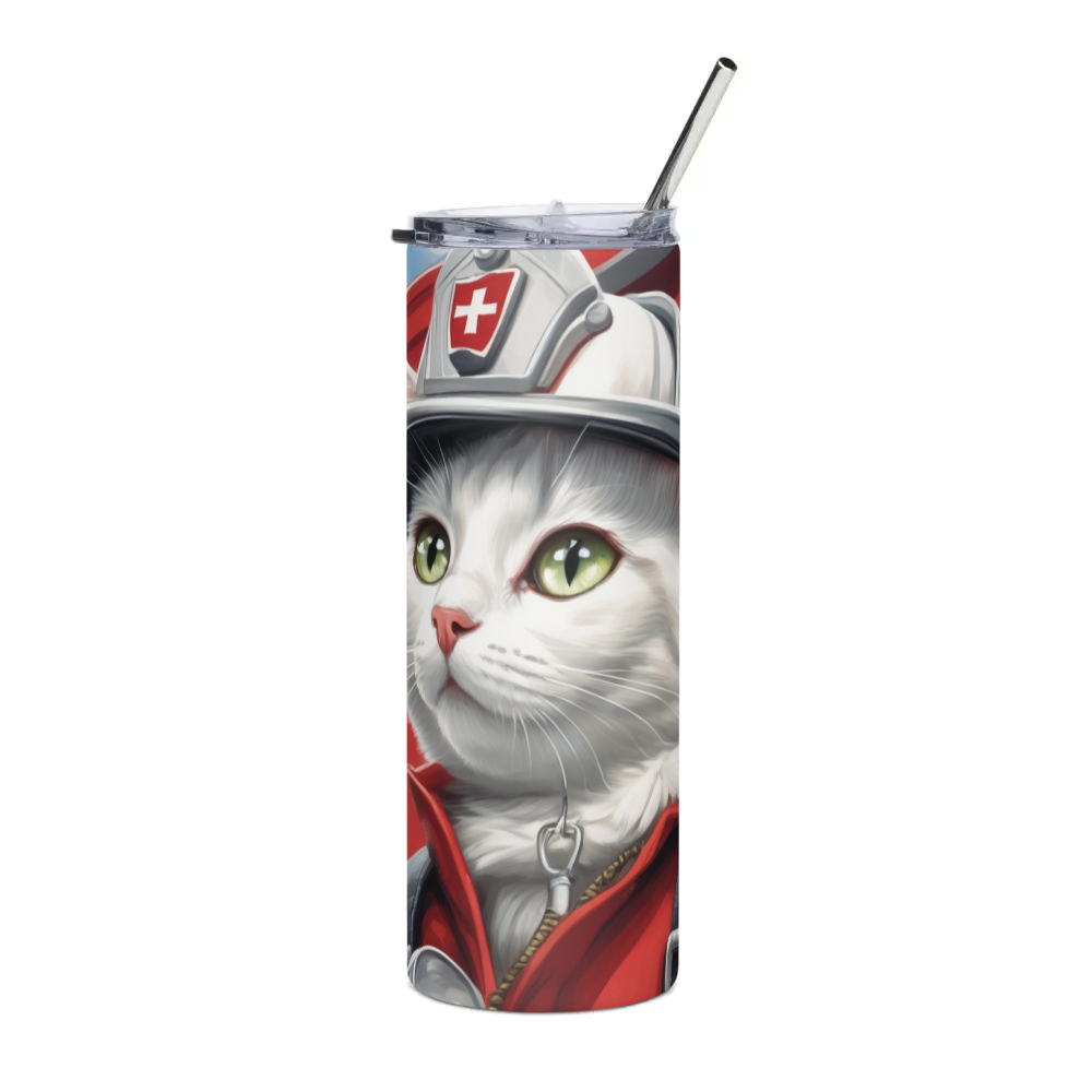 PugMug Custom White Companion Cat Stainless Steel Tumbler