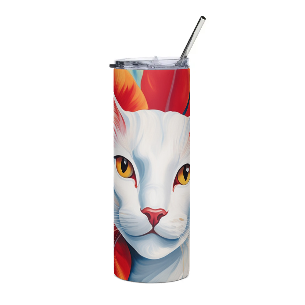 PugMug Custom White Companion Cat Stainless Steel Tumbler