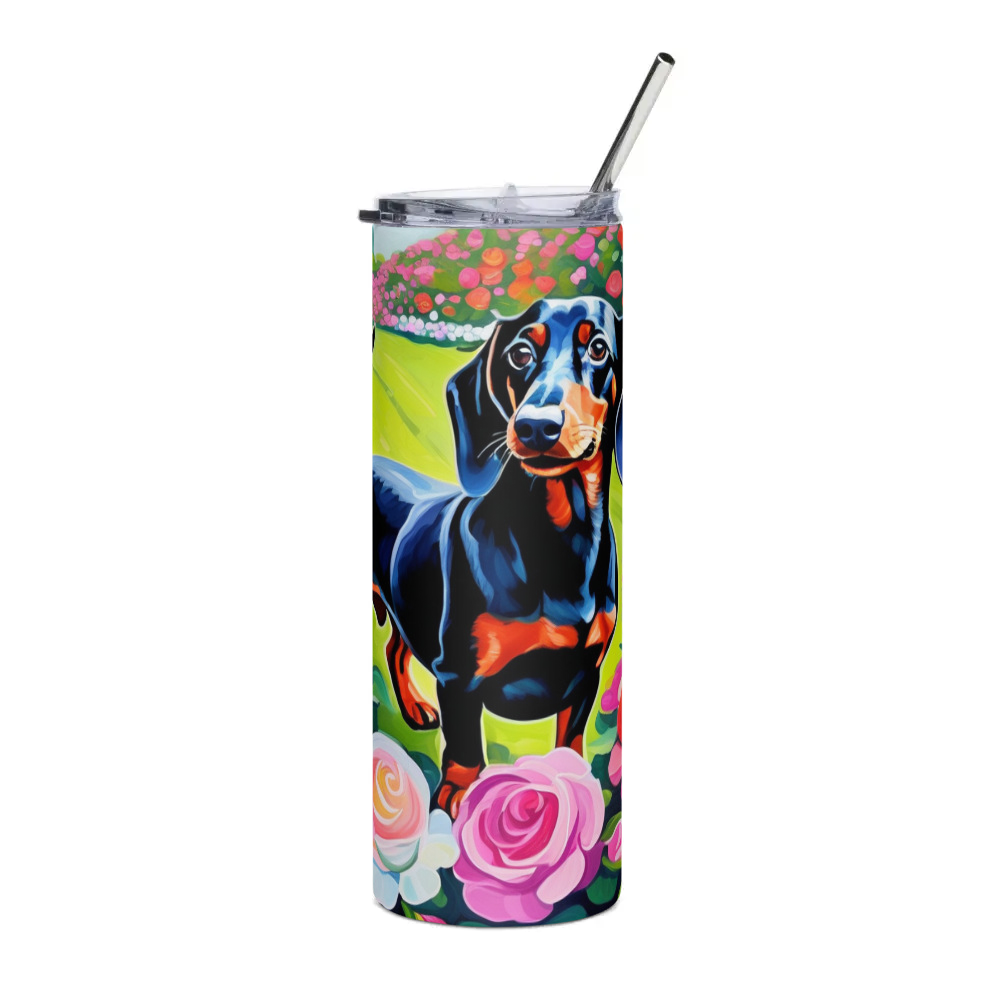 PugMug Custom Black Dachshund Stainless Steel Tumbler