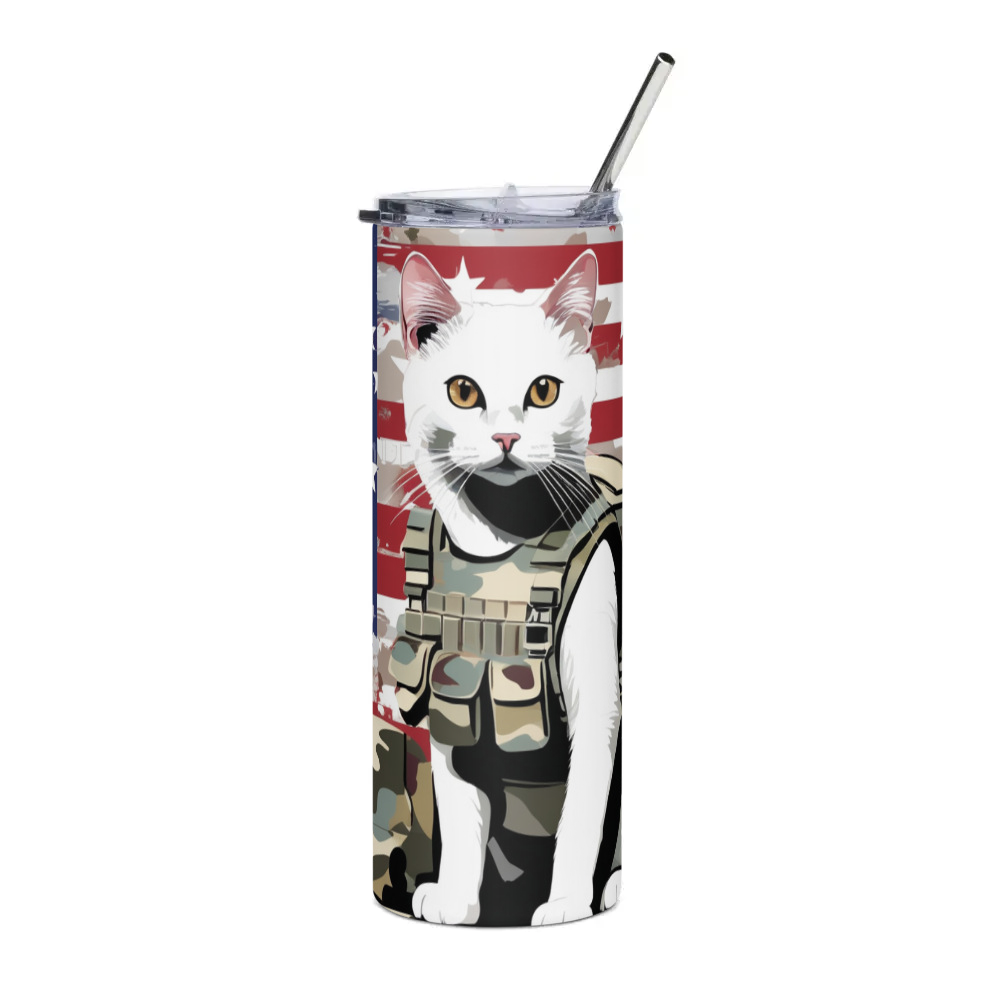PugMug Custom White Companion Cat Stainless Steel Tumbler