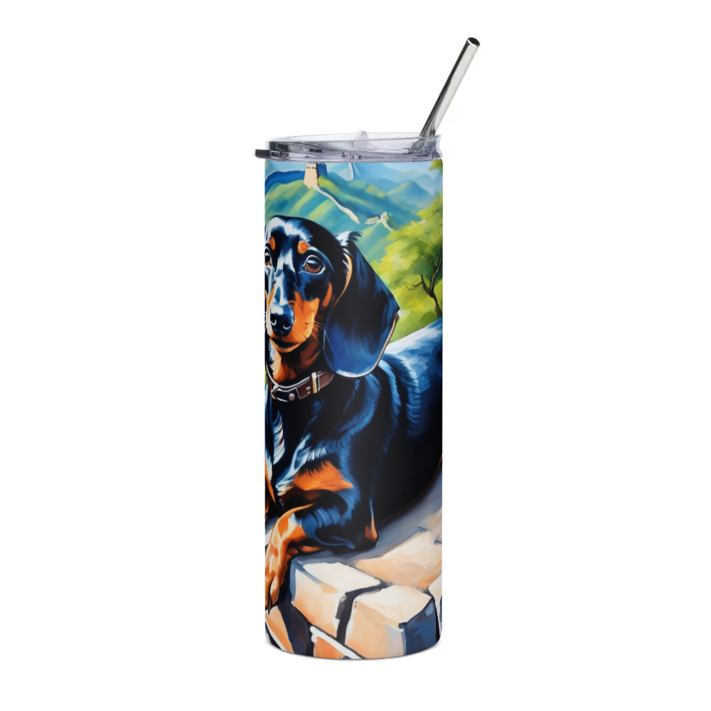 PugMug Custom Black Dachshund Stainless Steel Tumbler