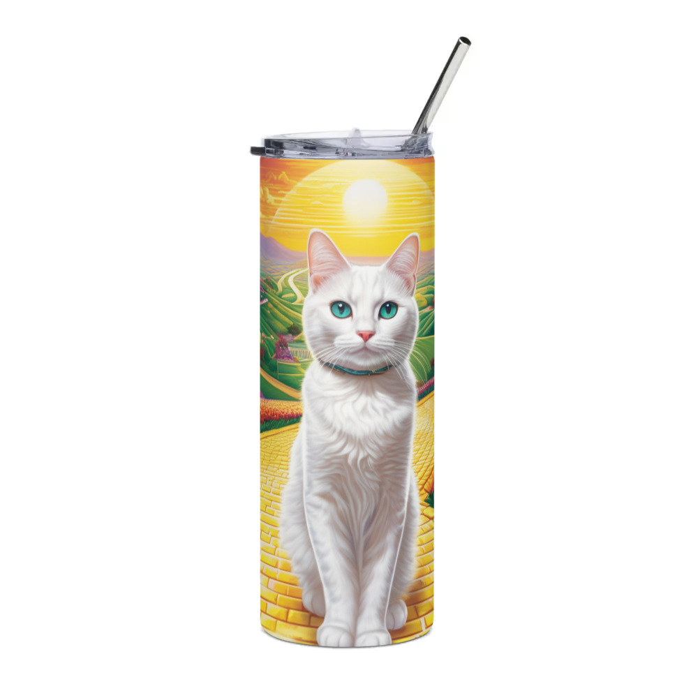PugMug Custom White Companion Cat Stainless Steel Tumbler