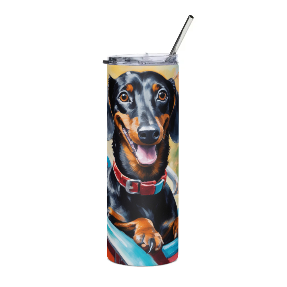 PugMug Custom Black Dachshund Stainless Steel Tumbler