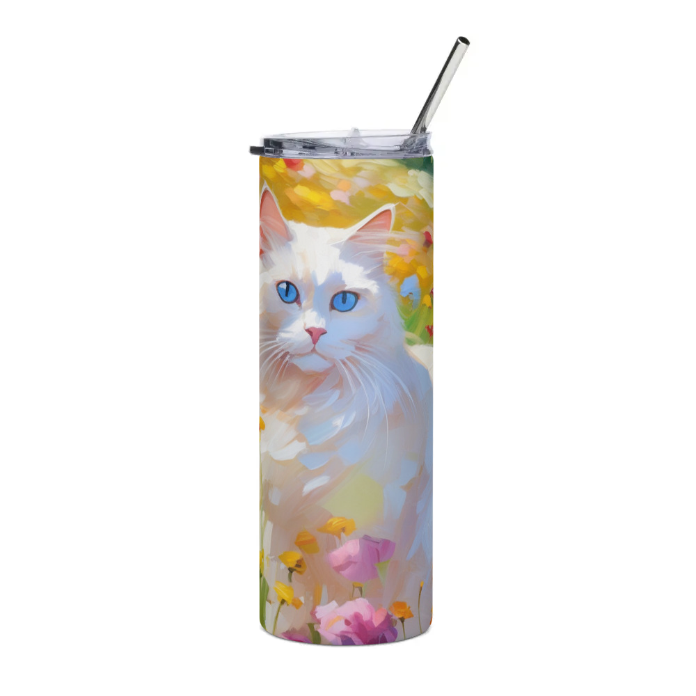 PugMug Custom White Ragdoll Cat Stainless Steel Tumbler
