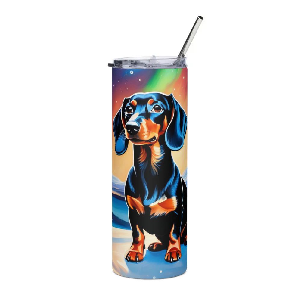 PugMug Custom Black Dachshund Stainless Steel Tumbler