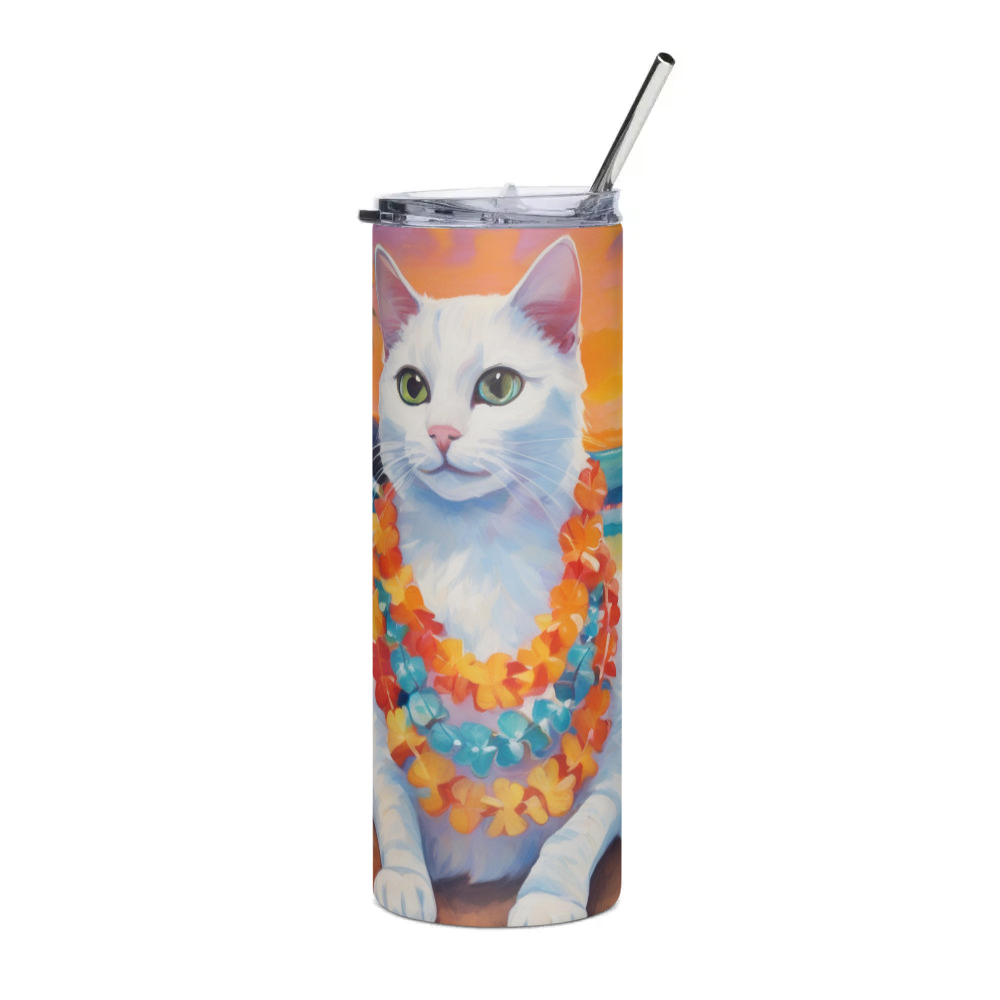 PugMug Custom White Companion Cat Stainless Steel Tumbler