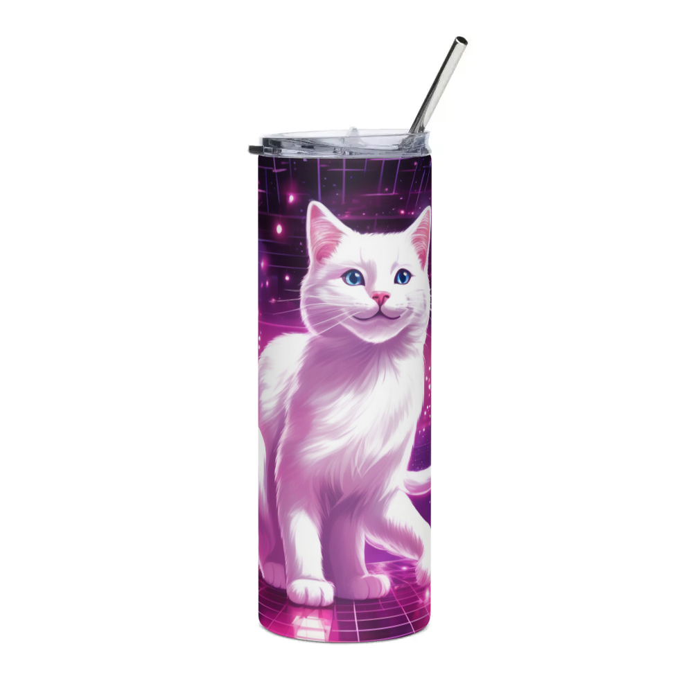 PugMug Custom White Companion Cat Stainless Steel Tumbler