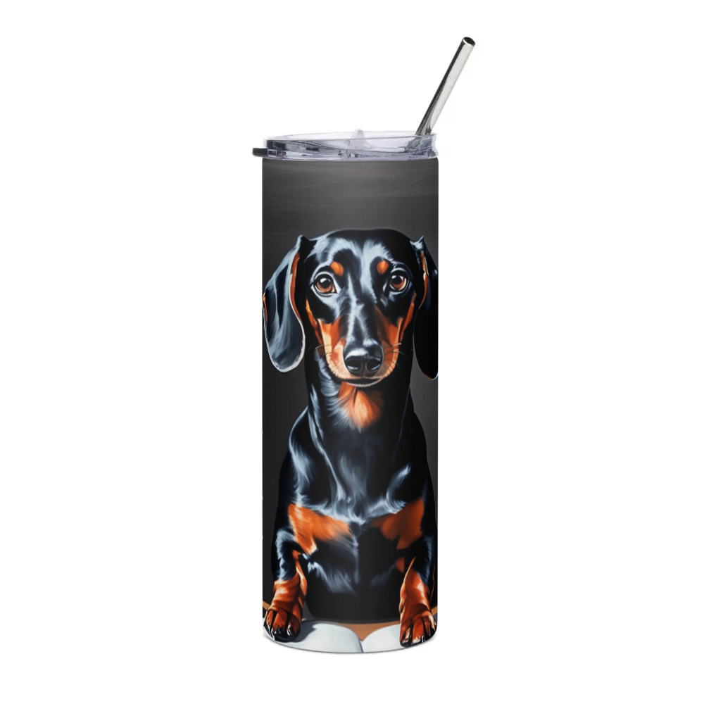 PugMug Custom Black Dachshund Stainless Steel Tumbler