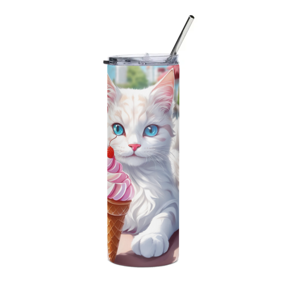 PugMug Custom White Companion Cat Stainless Steel Tumbler