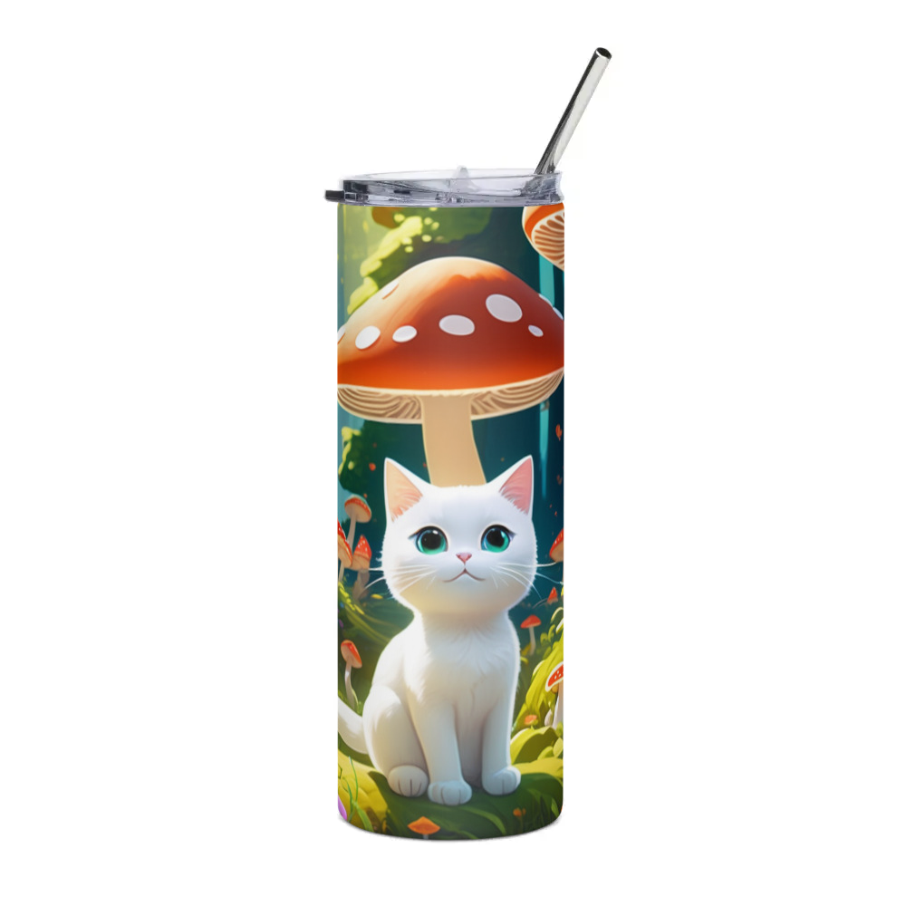 PugMug Custom White Companion Cat Stainless Steel Tumbler