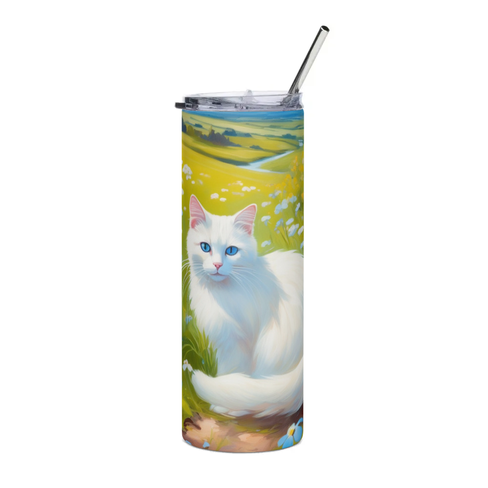 PugMug Custom White Companion Cat Stainless Steel Tumbler