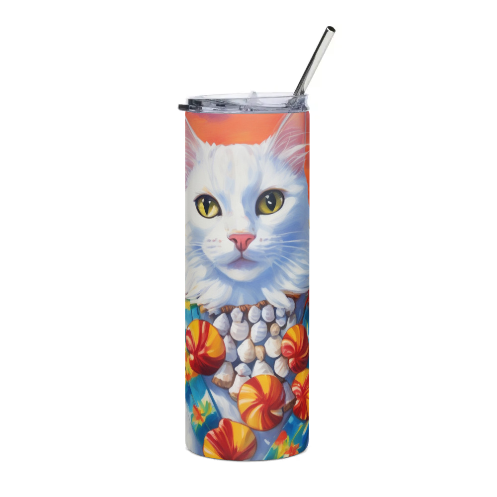 PugMug Custom White Companion Cat Stainless Steel Tumbler