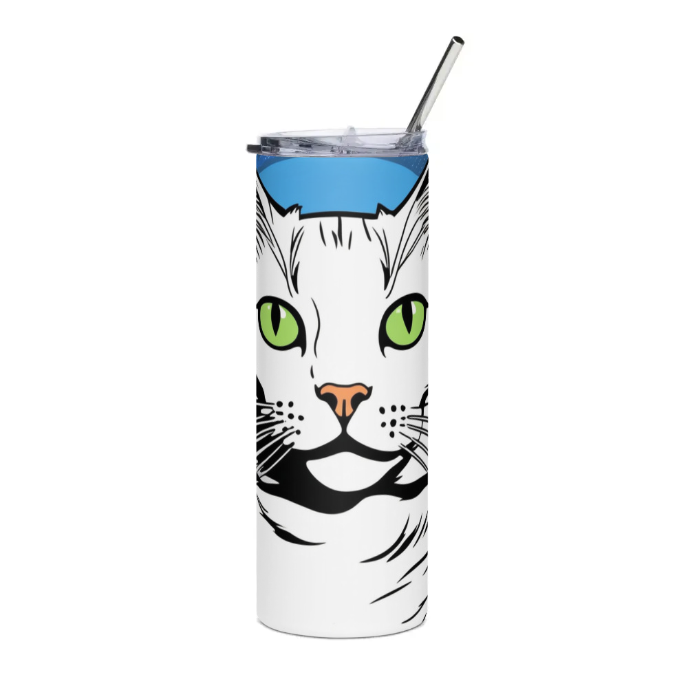 PugMug Custom White Companion Cat Stainless Steel Tumbler