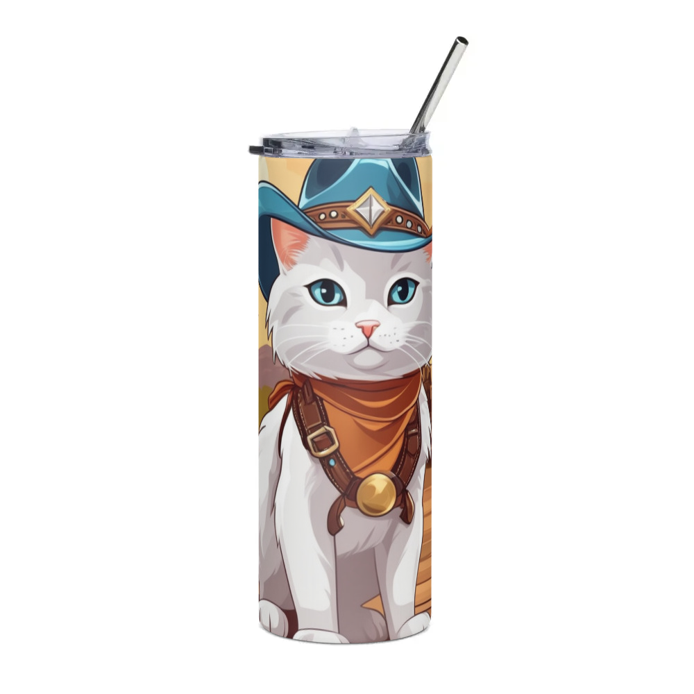 PugMug Custom White Companion Cat Stainless Steel Tumbler