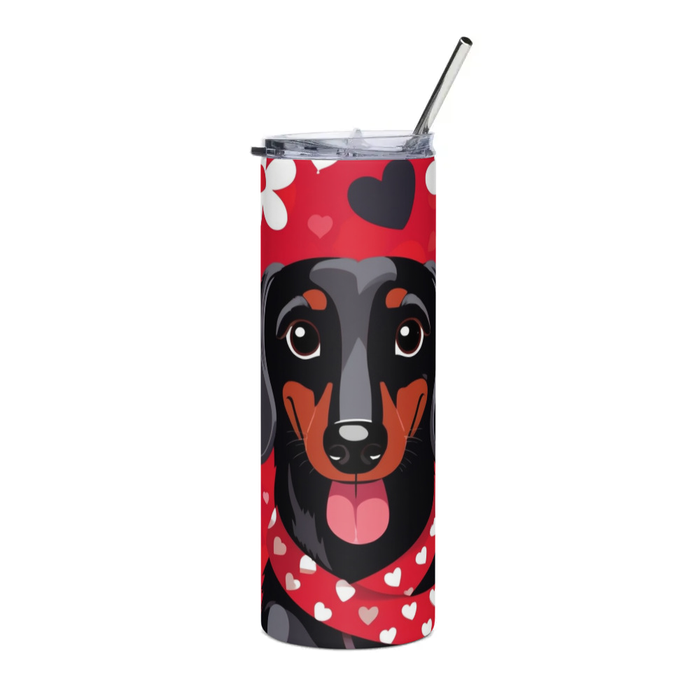 PugMug Custom Black Dachshund Stainless Steel Tumbler