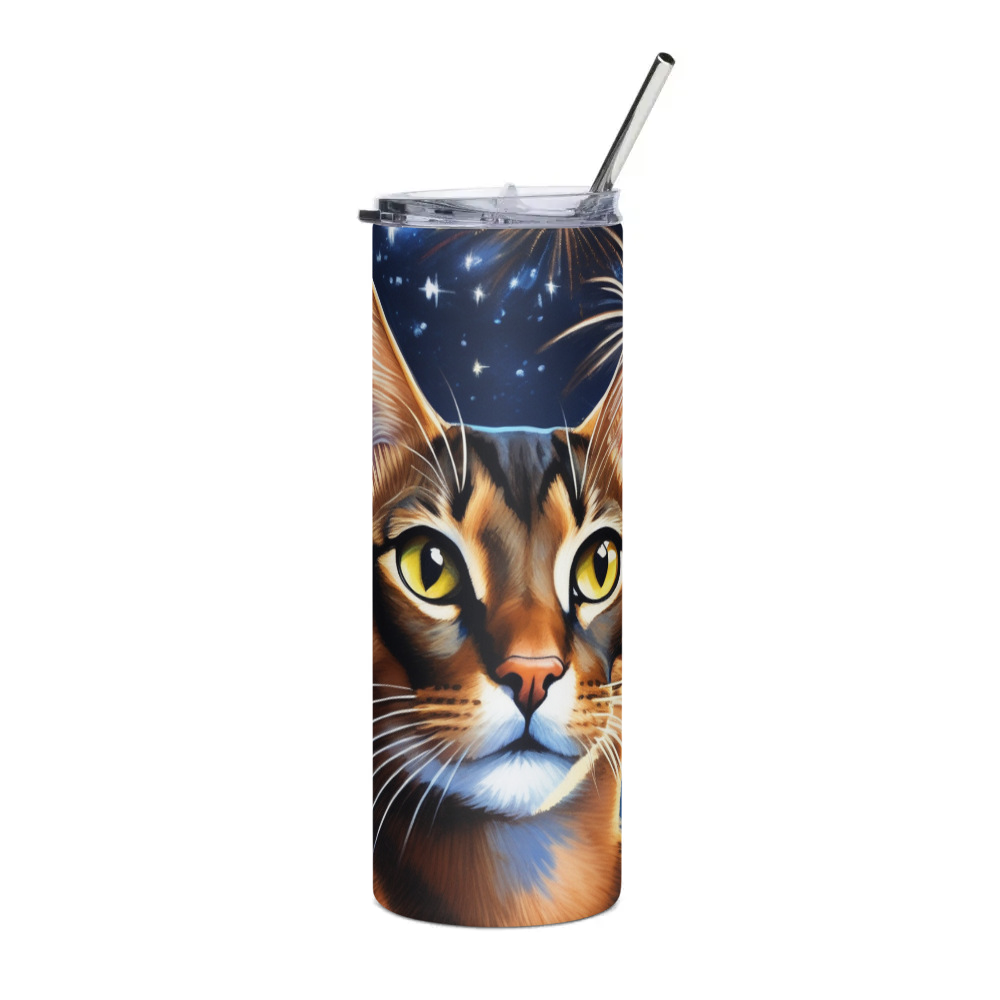 PugMug Custom Tabby Abyssinian Cat Stainless Steel Tumbler