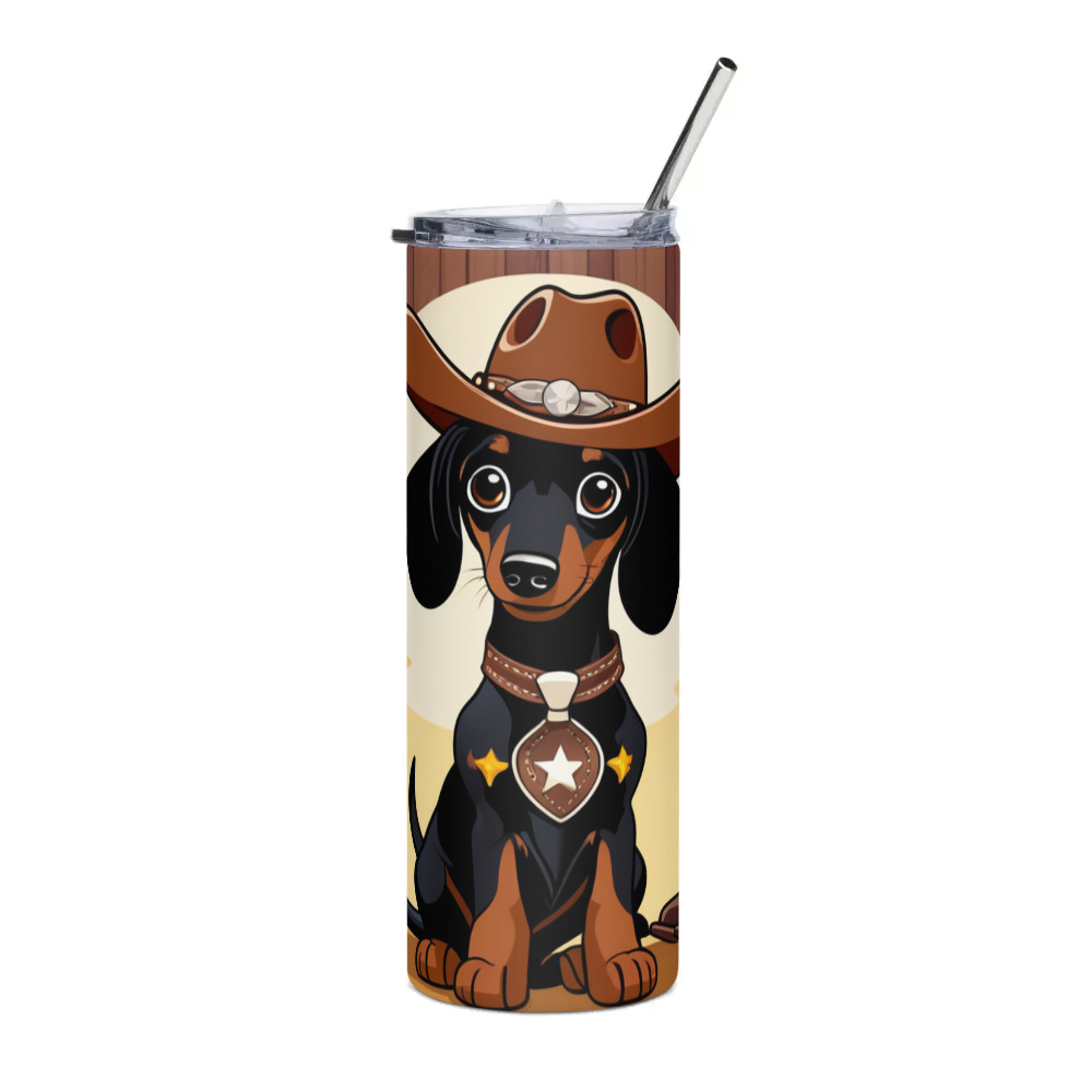 PugMug Custom Black Dachshund Stainless Steel Tumbler
